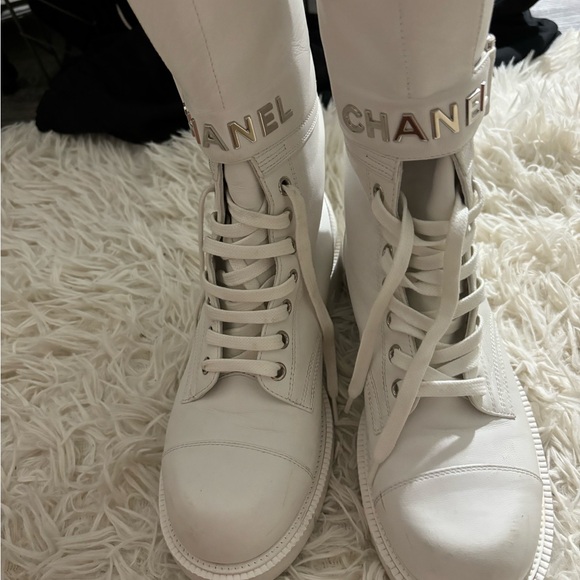 White Chanel Ankle Boots - Picture 2 of 5